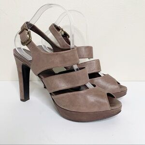 J. Crew Collins Brown Leather Strappy Heel Size 10